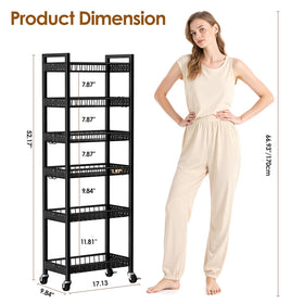 Kssiaz 6-tier slim storage cart in kitchen setup for organized pantry
