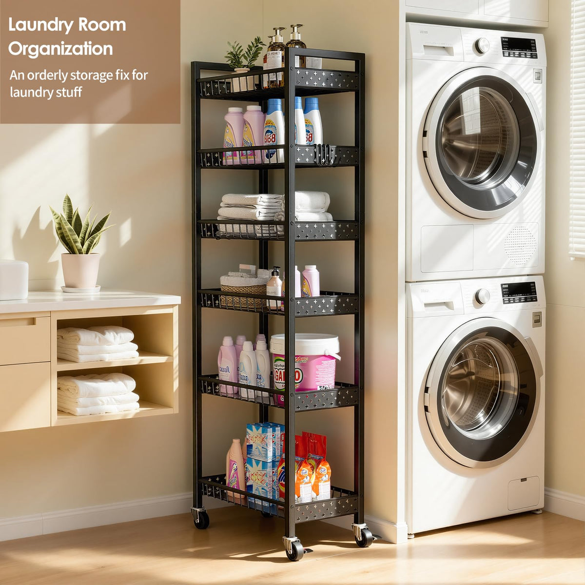 Kssiaz carbon steel frame offers sturdy, durable storage