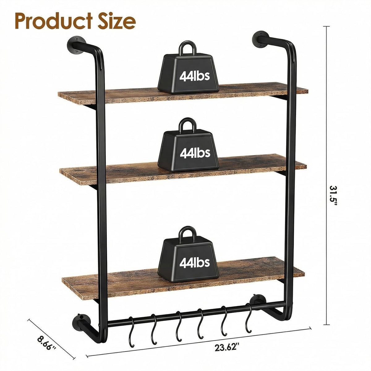 Kssiaz wall shelf with towel bar and hooks for mugs and towels