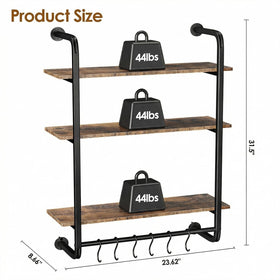 Kssiaz wall shelf with towel bar and hooks for mugs and towels