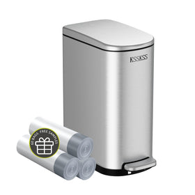 KSSKSS 2.6 gallon slim trash can with soft-close lid for quiet disposal
