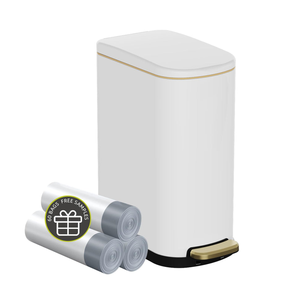 KSSKSS 2.6 gallon slim trash can with compact footprint for small spaces.