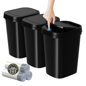 KSSKSS 3-pack trash can with lid, compact bathroom storage.