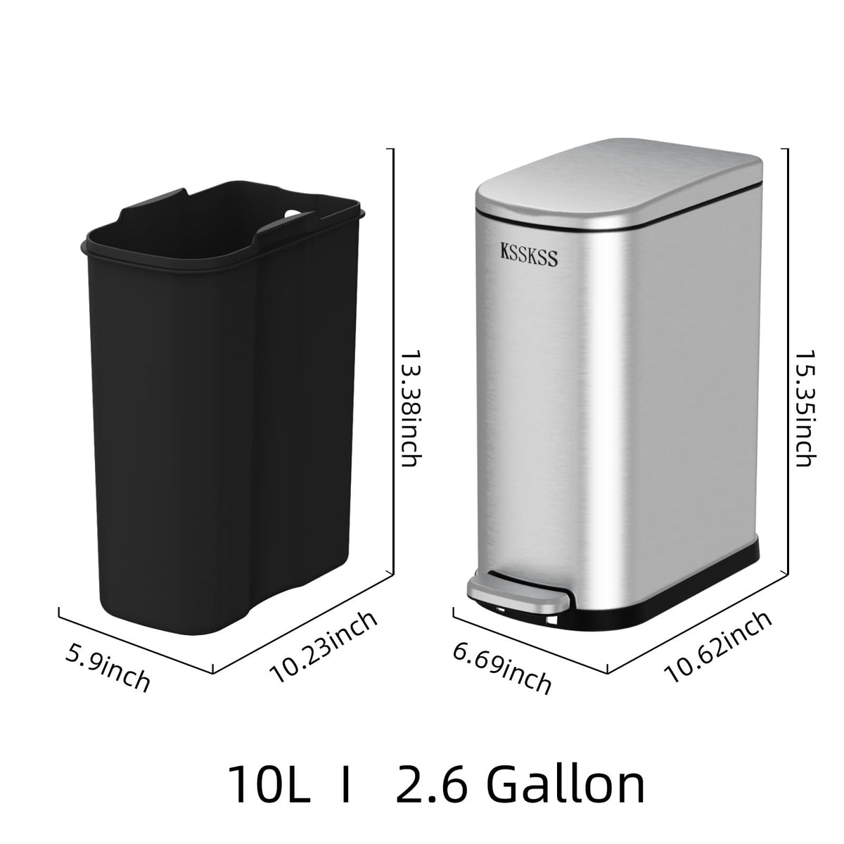 KSSKSS fingerprint-proof stainless steel trash can stays clean longer