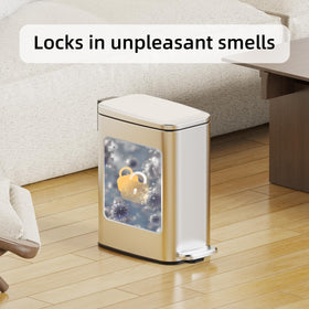 Polished stainless steel finish on KSSKSS trash can resists fingerprints