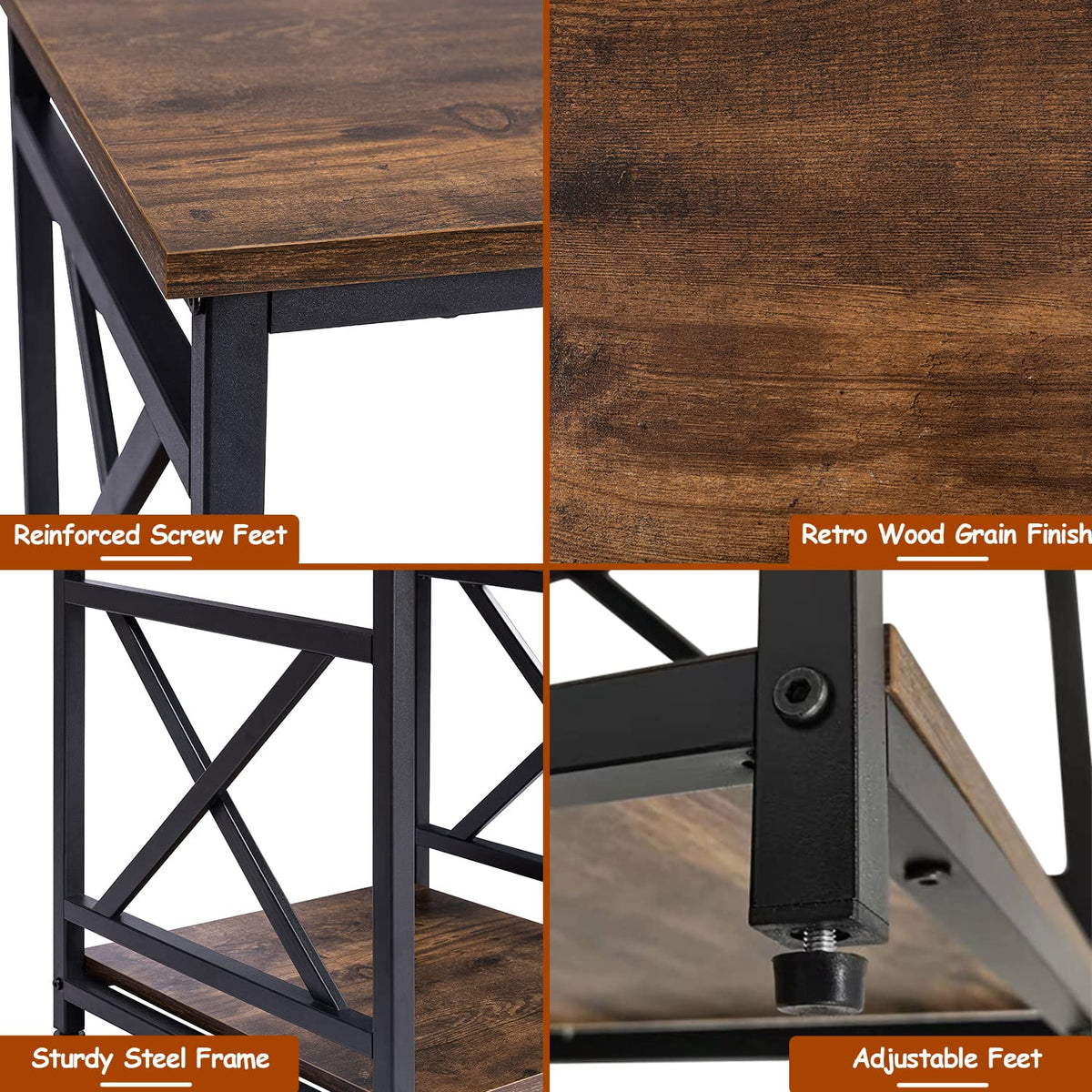 KSWIN end table in rustic brown finish enhancing living room decor