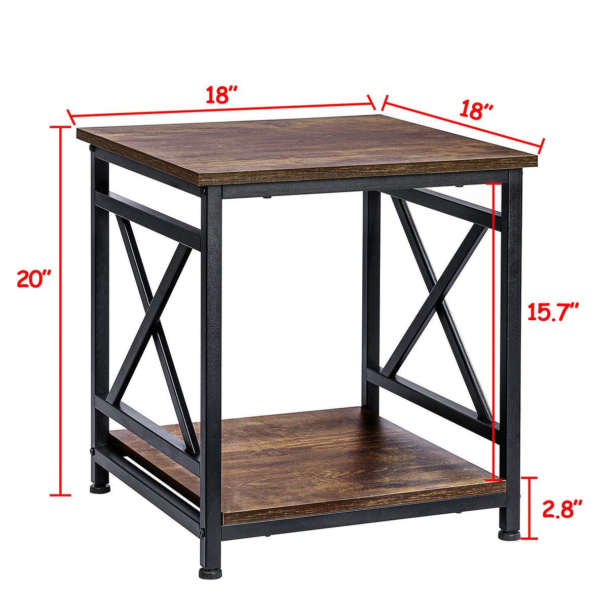 KSWIN two-tier storage end table showing bottom shelf and top surface