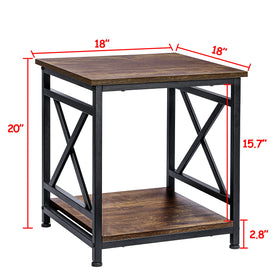 KSWIN two-tier storage end table showing bottom shelf and top surface