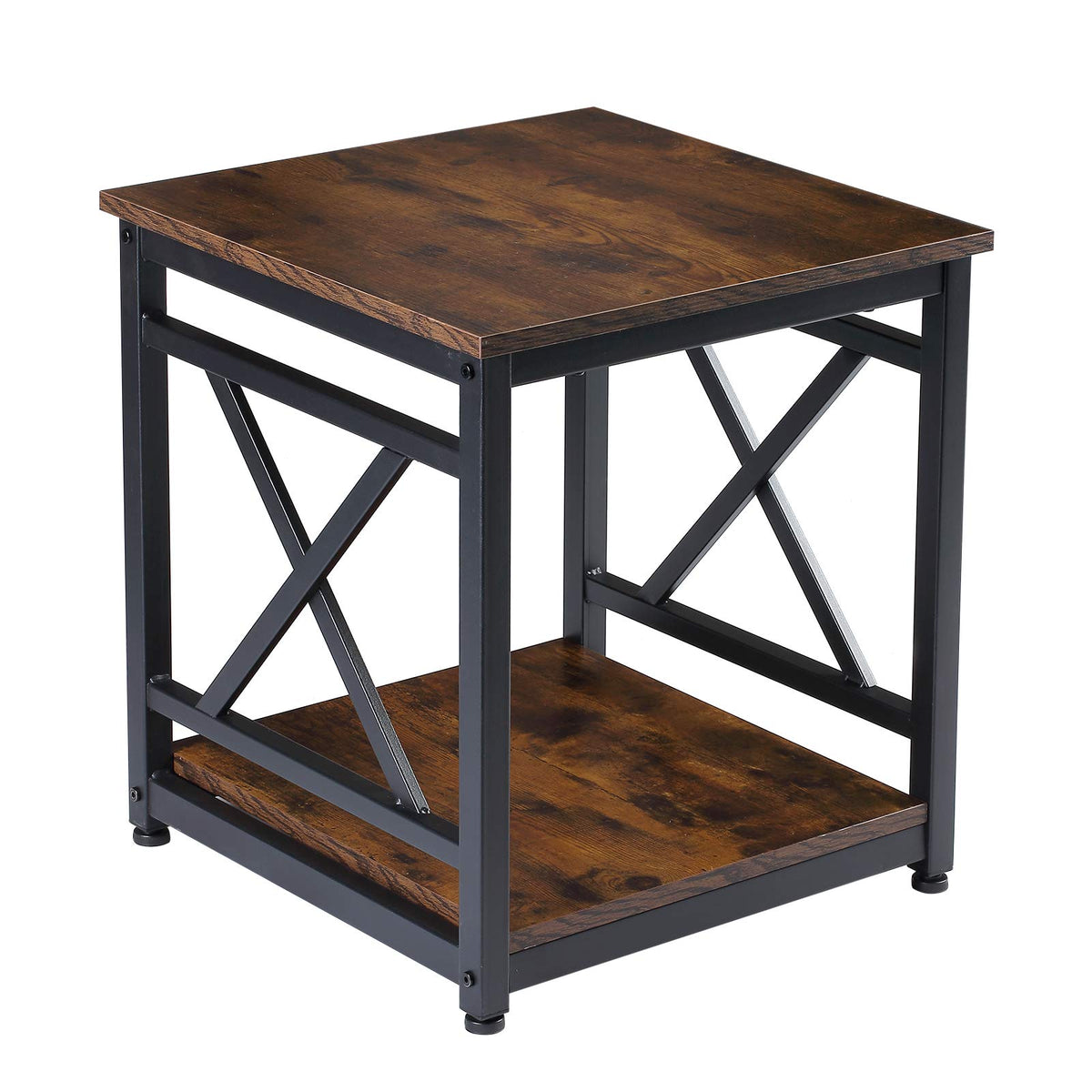 KSWIN industrial end table with square top beside sofa for drinks and remotes
