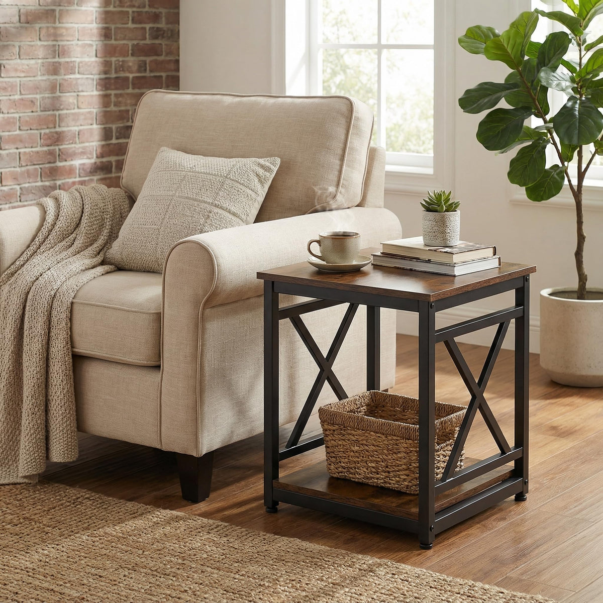 KSWIN end table X-design frame highlighting sturdy support for speakers