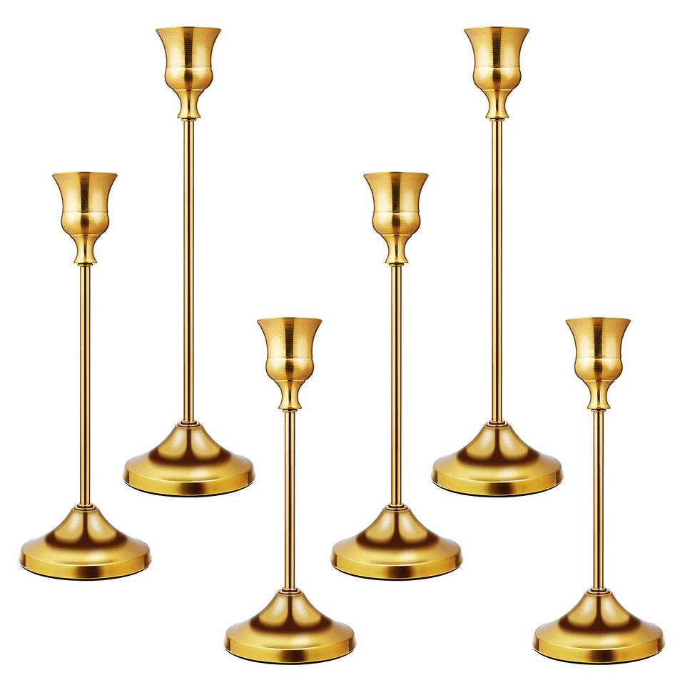KSWING gold candlestick holders set on a table centerpiece for elegant decor
