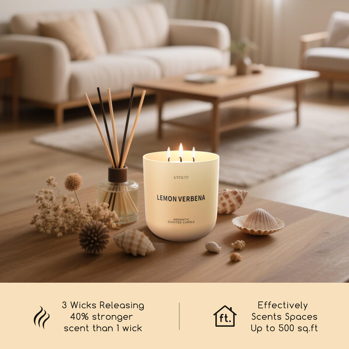ktfkktf lemon verbena candle with vibrant summer design