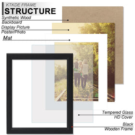 KTKDE 12x18 frame with mat for 11x17 photos, gallery-ready