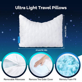 KUCEY compact travel pillow with storage bag for easy packing