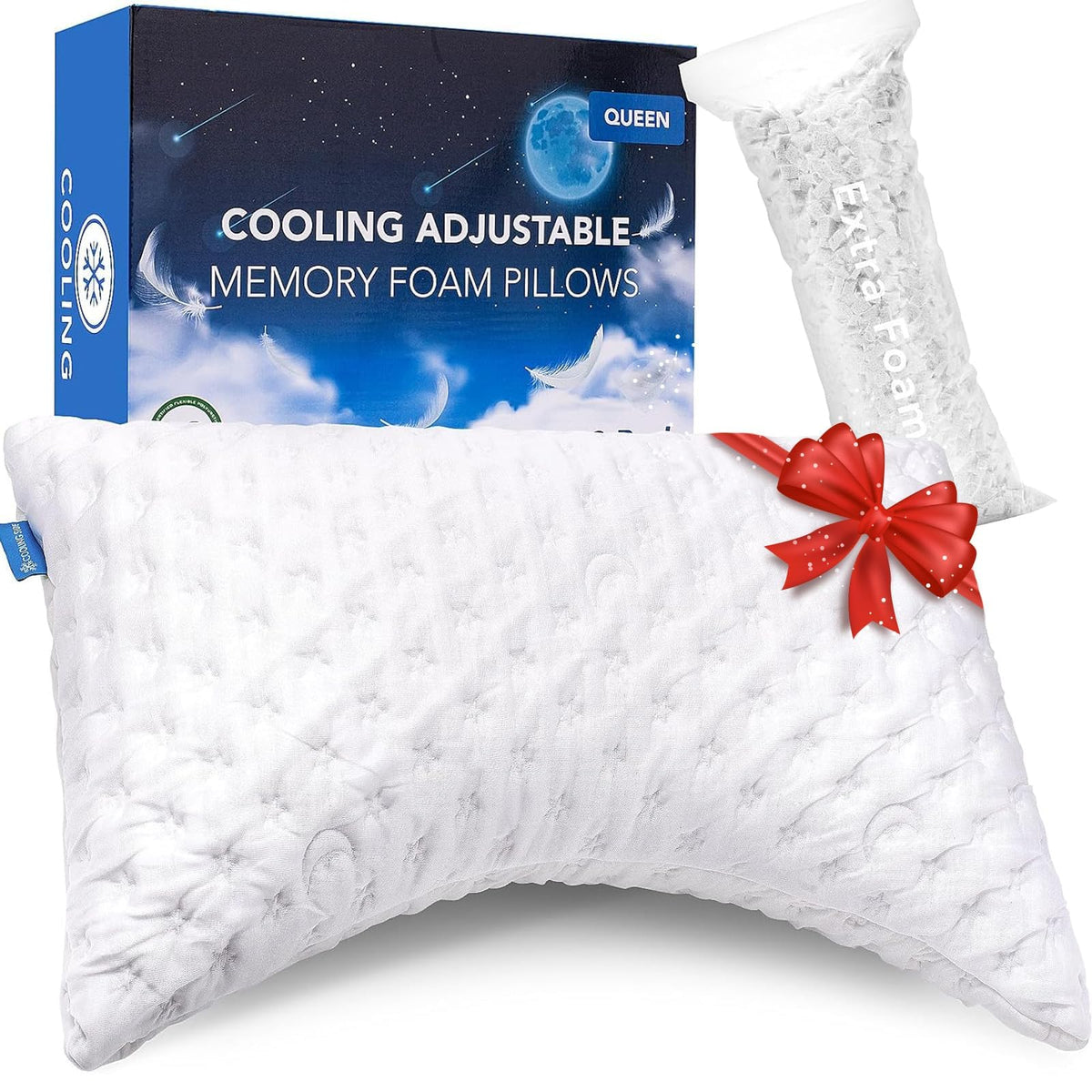 KUCEY cooling side-sleeper pillow close-up highlights breathable fabric for cooler nights.
