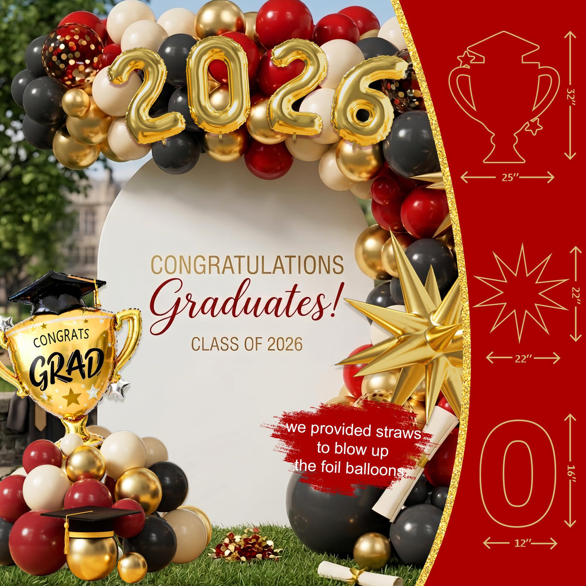 Kudapity graduation cap foil balloon for celebratory accents