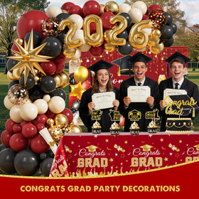 Kudapity graduation tablecloth creates polished party tables