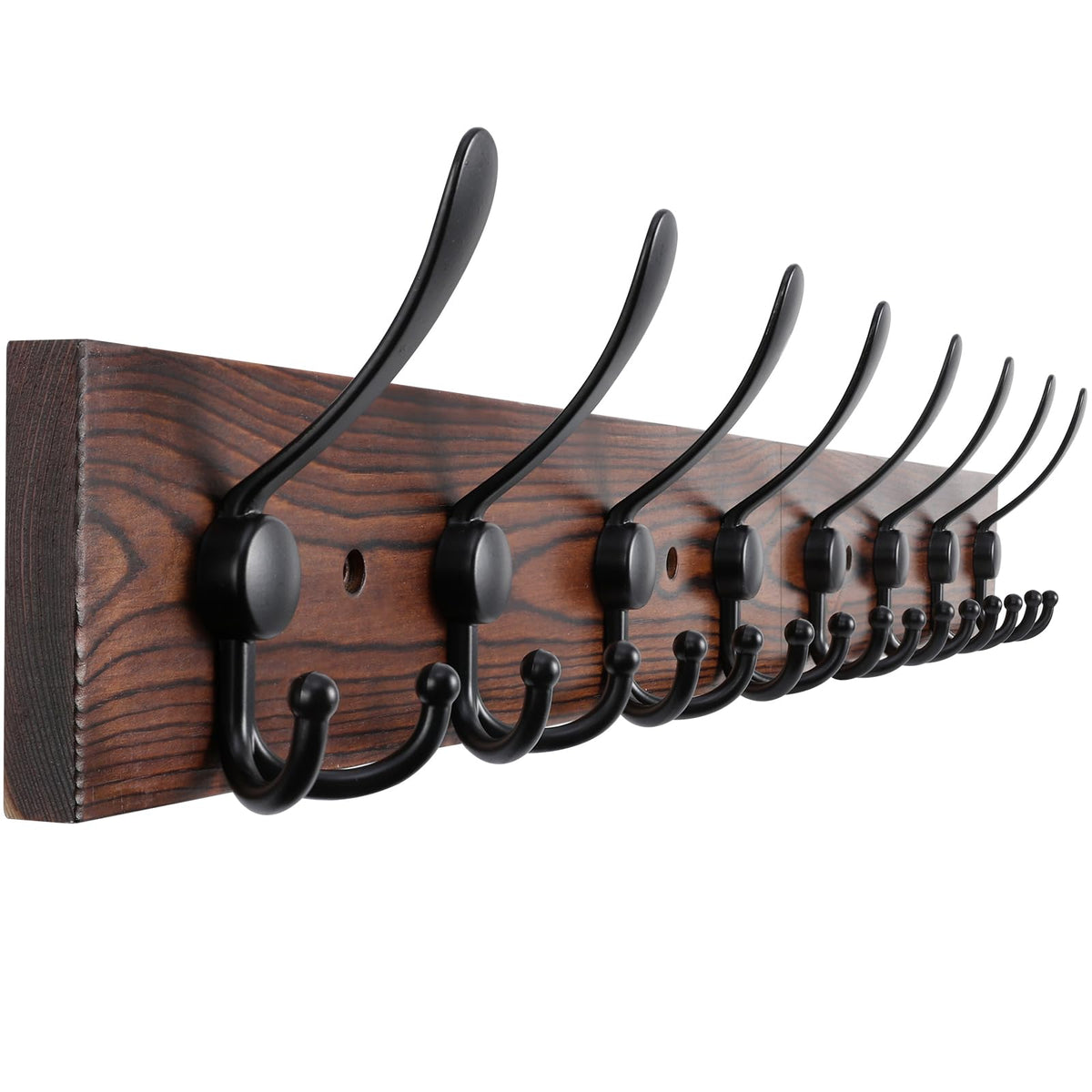 Kuhome wall-mount coat rack with wood base for organized entryway.