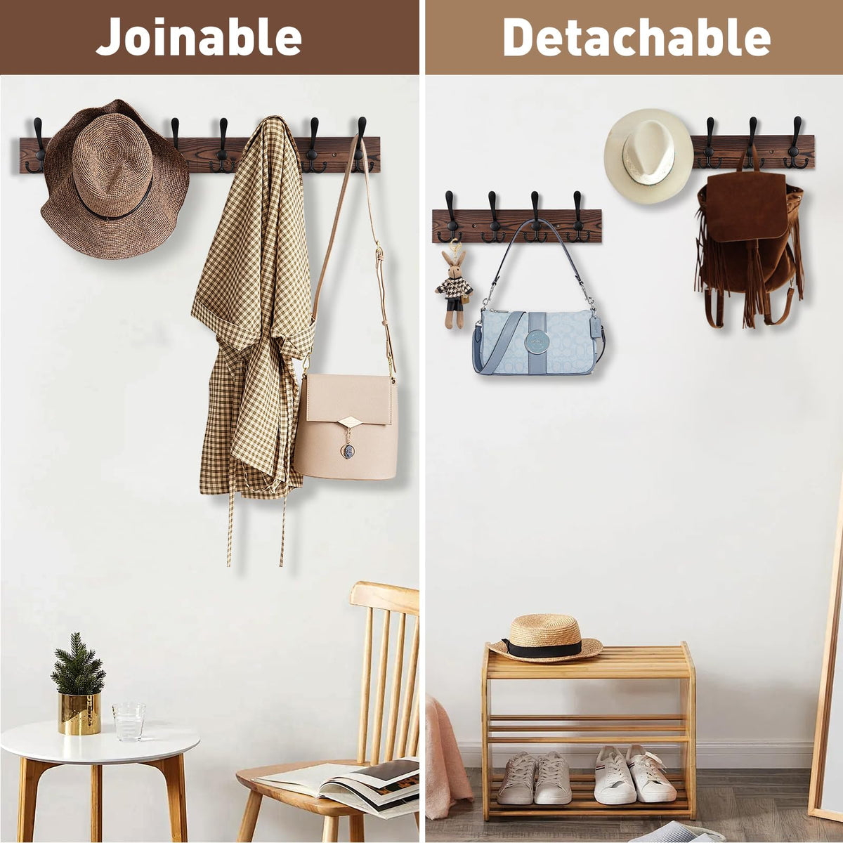 Kuhome coat rack organizes coats, bags, and accessories.