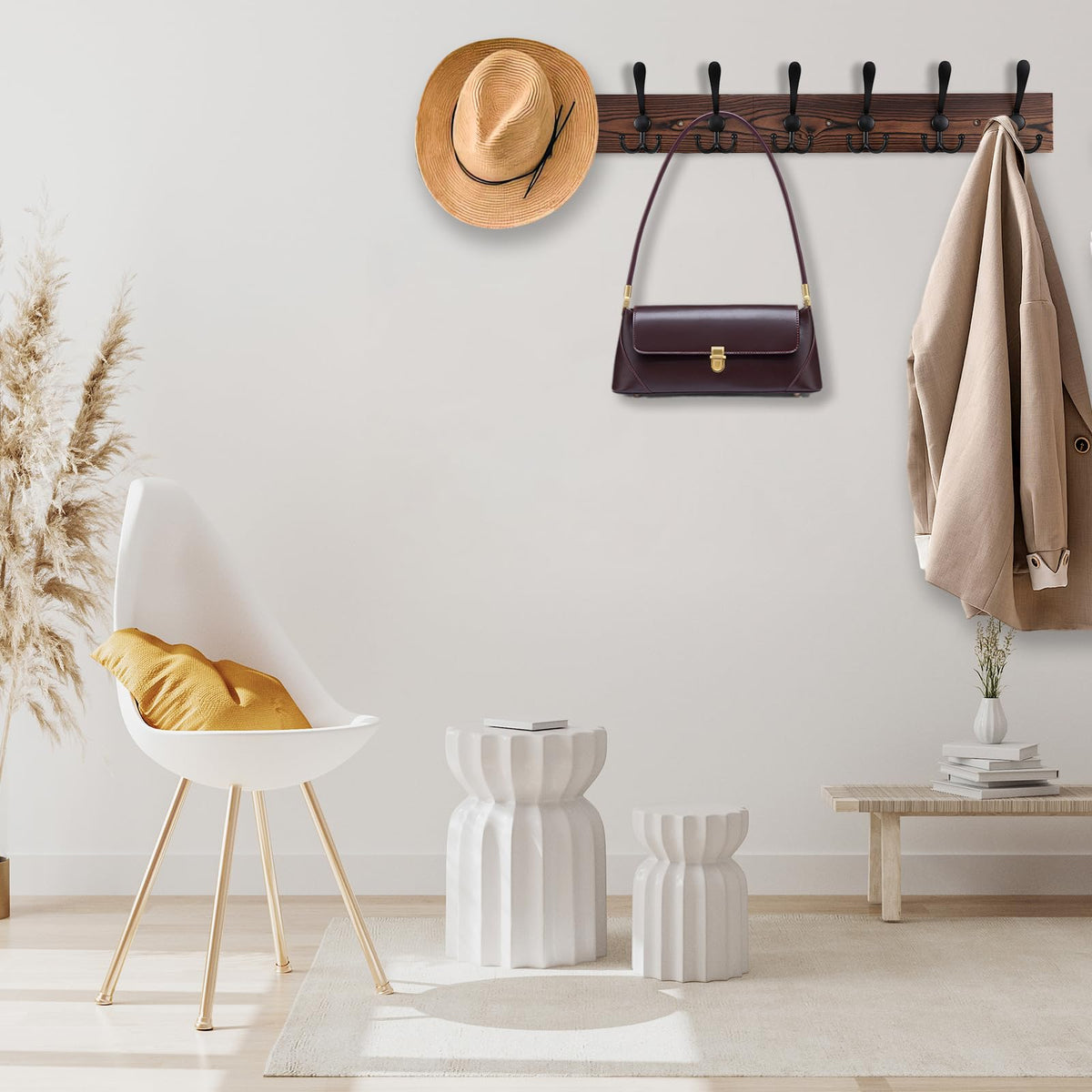 Kuhome wall-mounted rack in entryway saves space and tidies essentials.