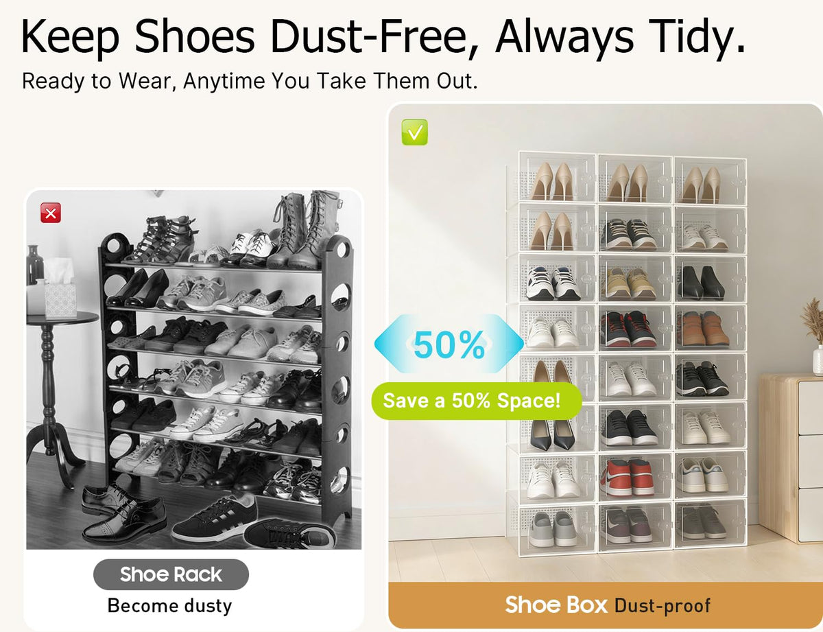 Kuject multi-layer shoe boxes simplify stacking and access