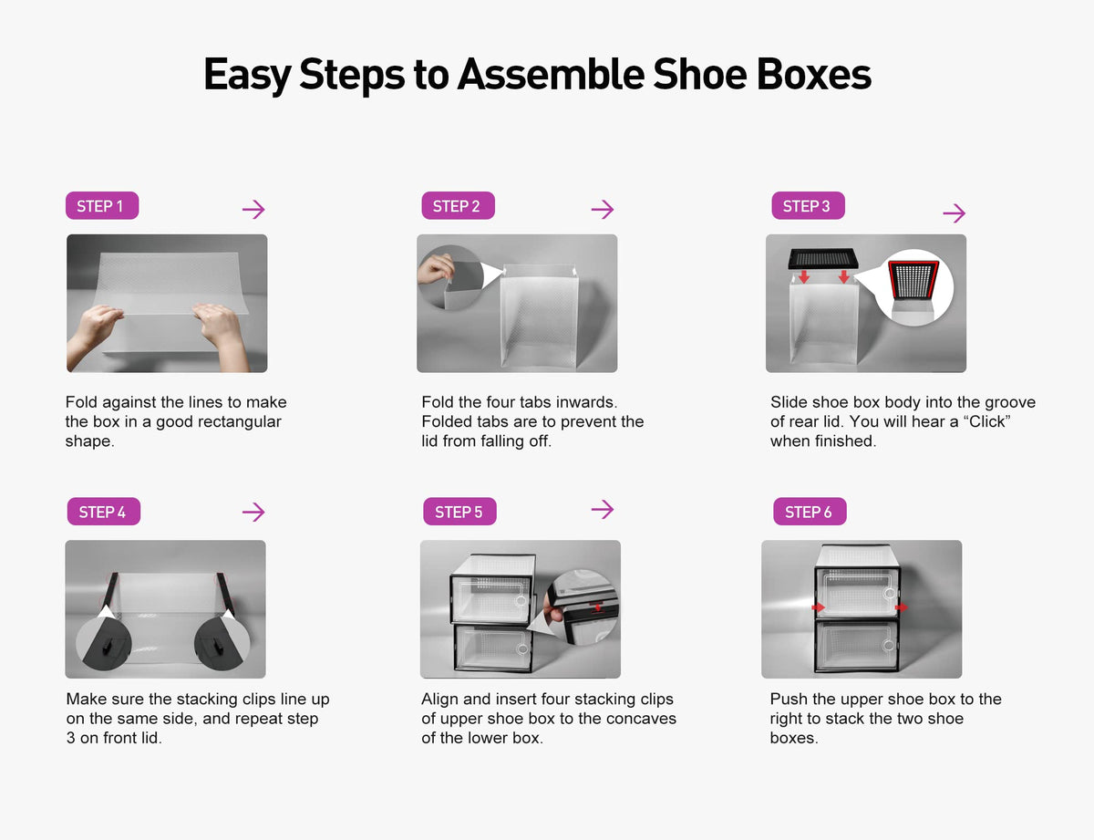 Kuject purple shoe storage boxes suitable for any room organization.