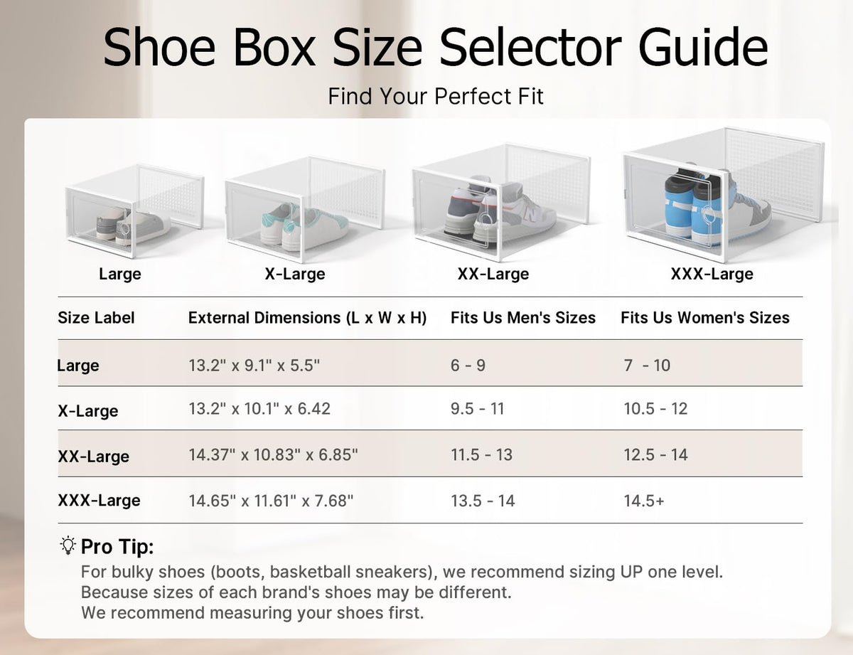 Kuject wide XX-Large box accommodates large sneakers comfortably