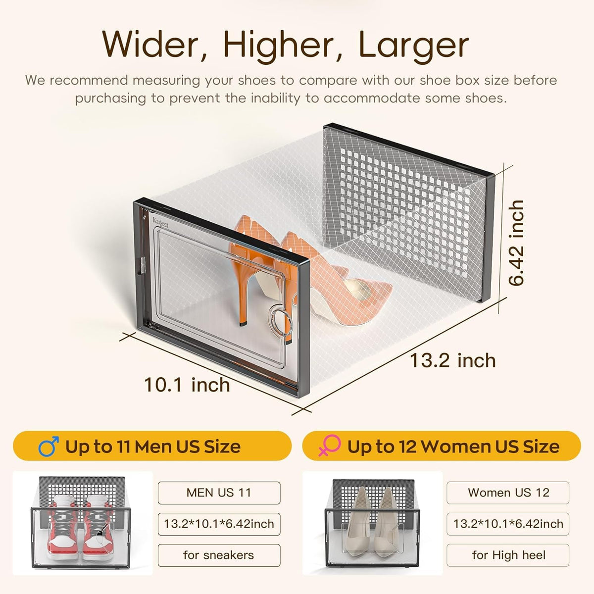 Kuject X-Large box with dust protection lid guarding shoes from dust and pet hair