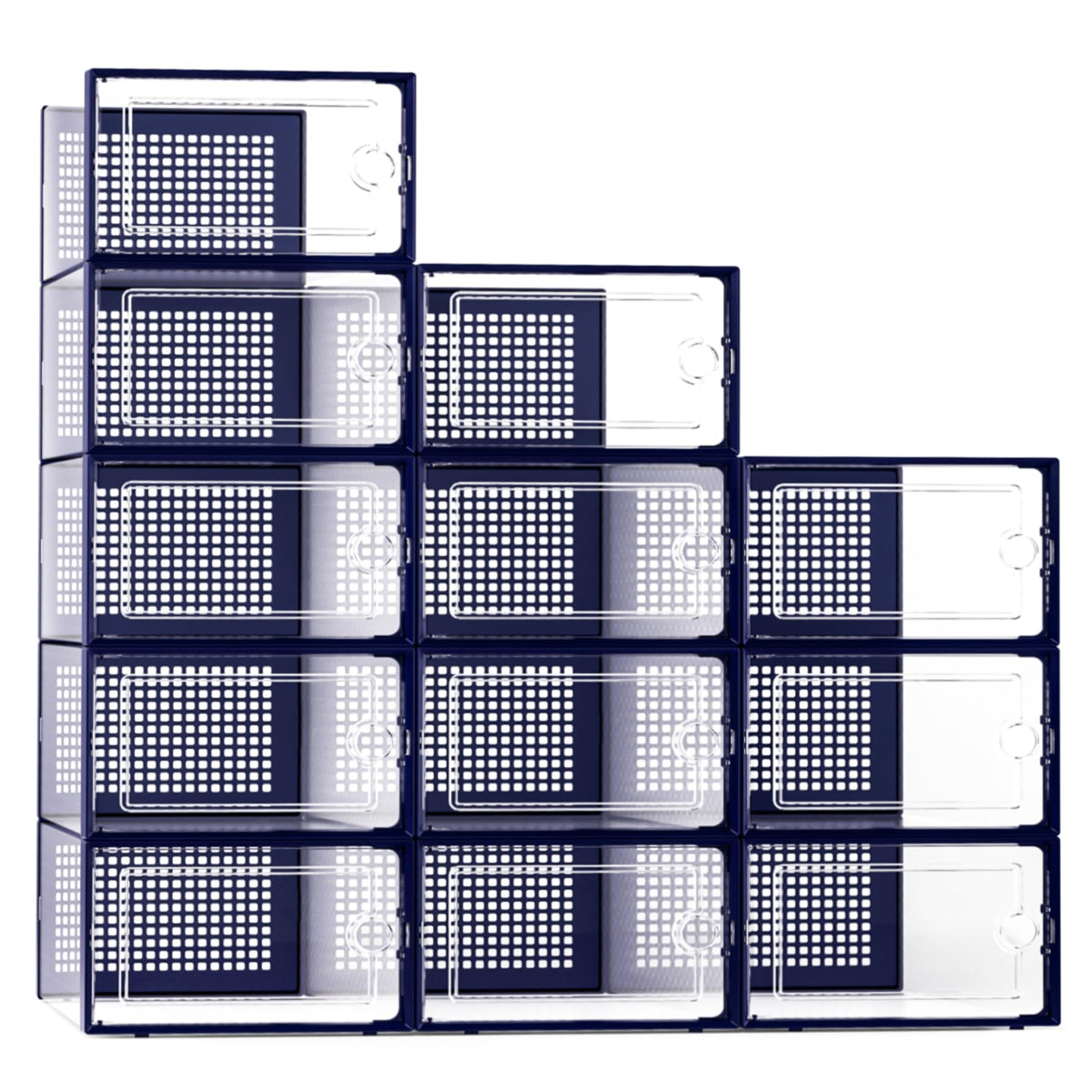 Kuject X-Large shoe storage box blue front view for organized entryways.