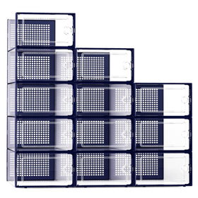 Kuject X-Large shoe storage box blue front view for organized entryways.