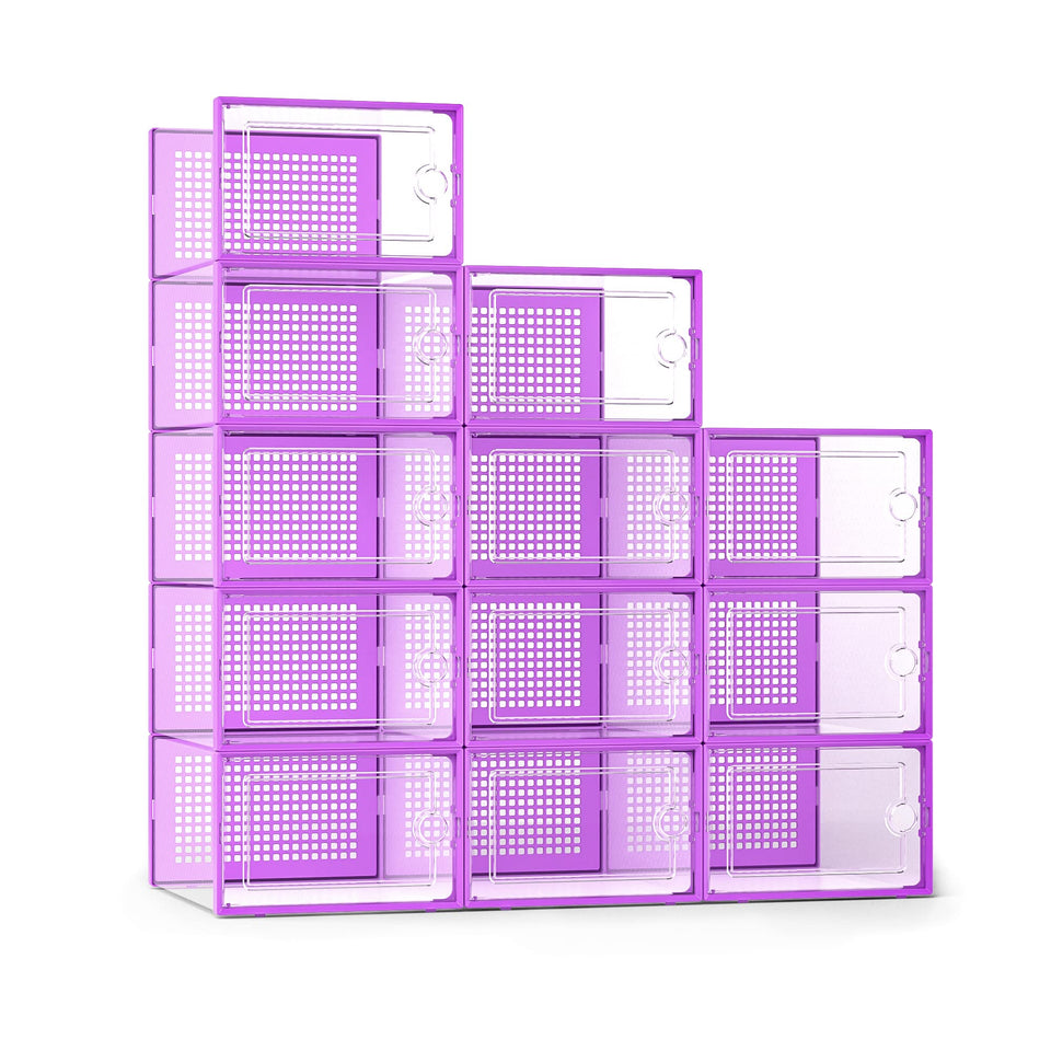 Kuject xlarge shoe storage box clear stackable 12-pack keeps sneakers organized and accessible.
