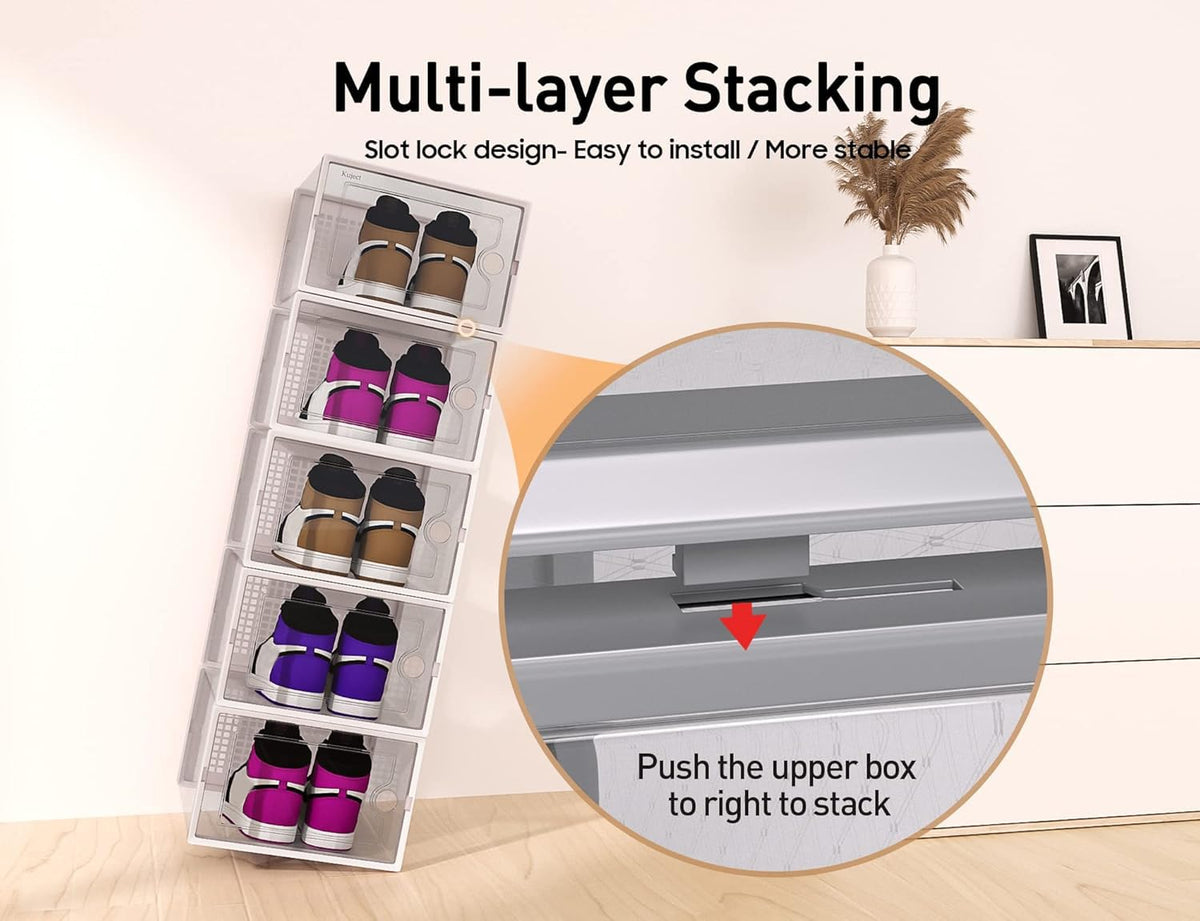 Kuject shoe boxes are dustproof and breathable for cleaner, longer-lasting footwear storage