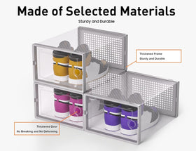 Stackable design saves space on shelves, closets, or under-bed areas