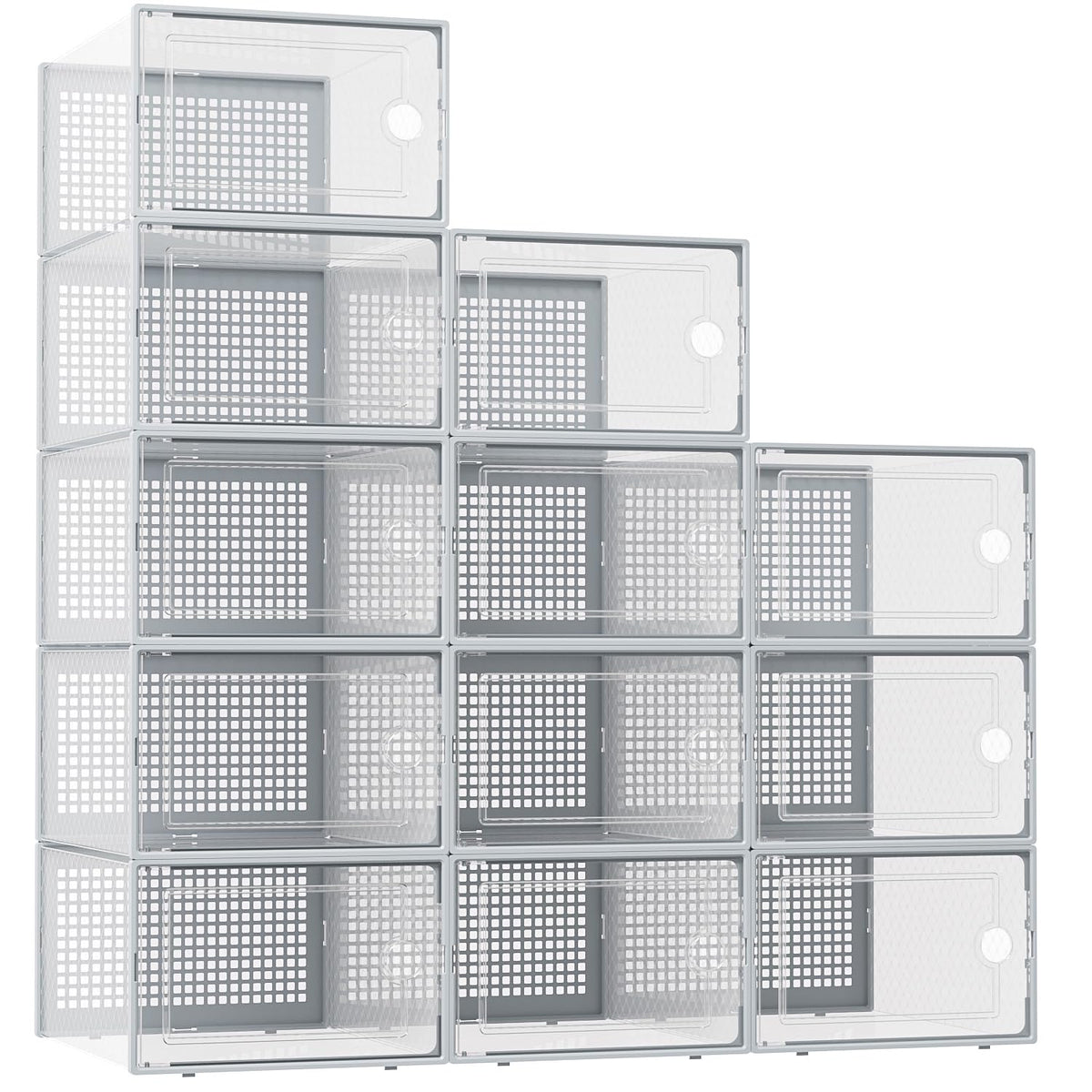 Kuject XX-Large shoe storage box front view shows clear, stackable design.