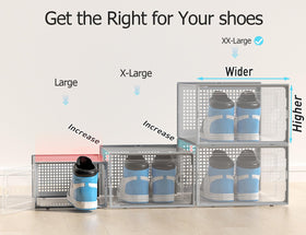 Kuject XX-Large shoe storage box clear stackable setup saves closet space.