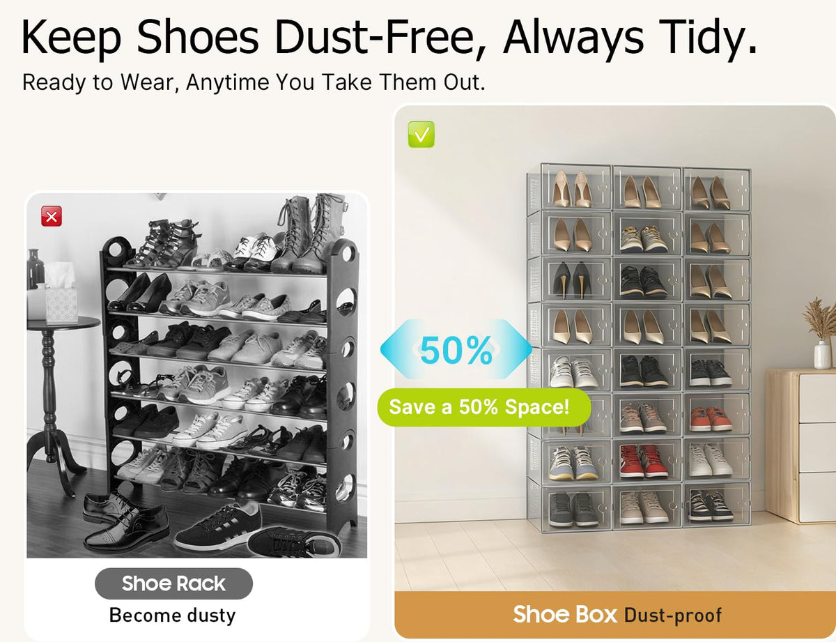 Kuject XX-Large shoe storage box closet use keeps shoes organized.