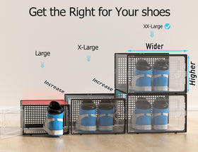 Kuject XX-Large clear shoe box, open lid shows easy access and ventilation.