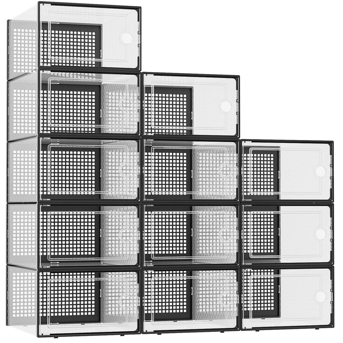 Kuject XX-Large clear shoe box, top view shows spacious interior for size 13 sneakers.