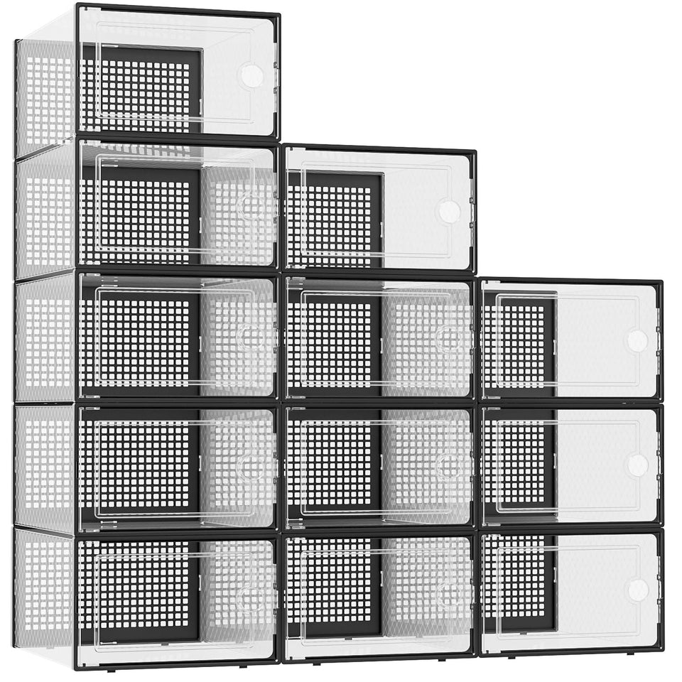 Kuject XX-Large clear shoe box, top view shows spacious interior for size 13 sneakers.