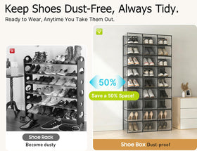 Kuject XX-Large clear shoe box under bed arrangement highlights space savings.