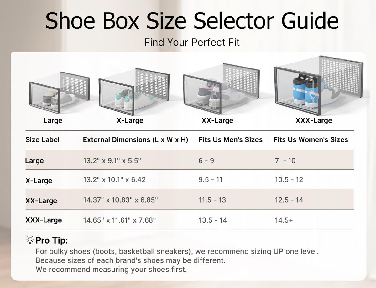 Kuject XXX-Large shoe storage box clear lid shows contents at a glance
