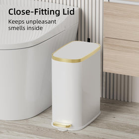 KUK trash can with a rectangular compact profile fits tight spaces.