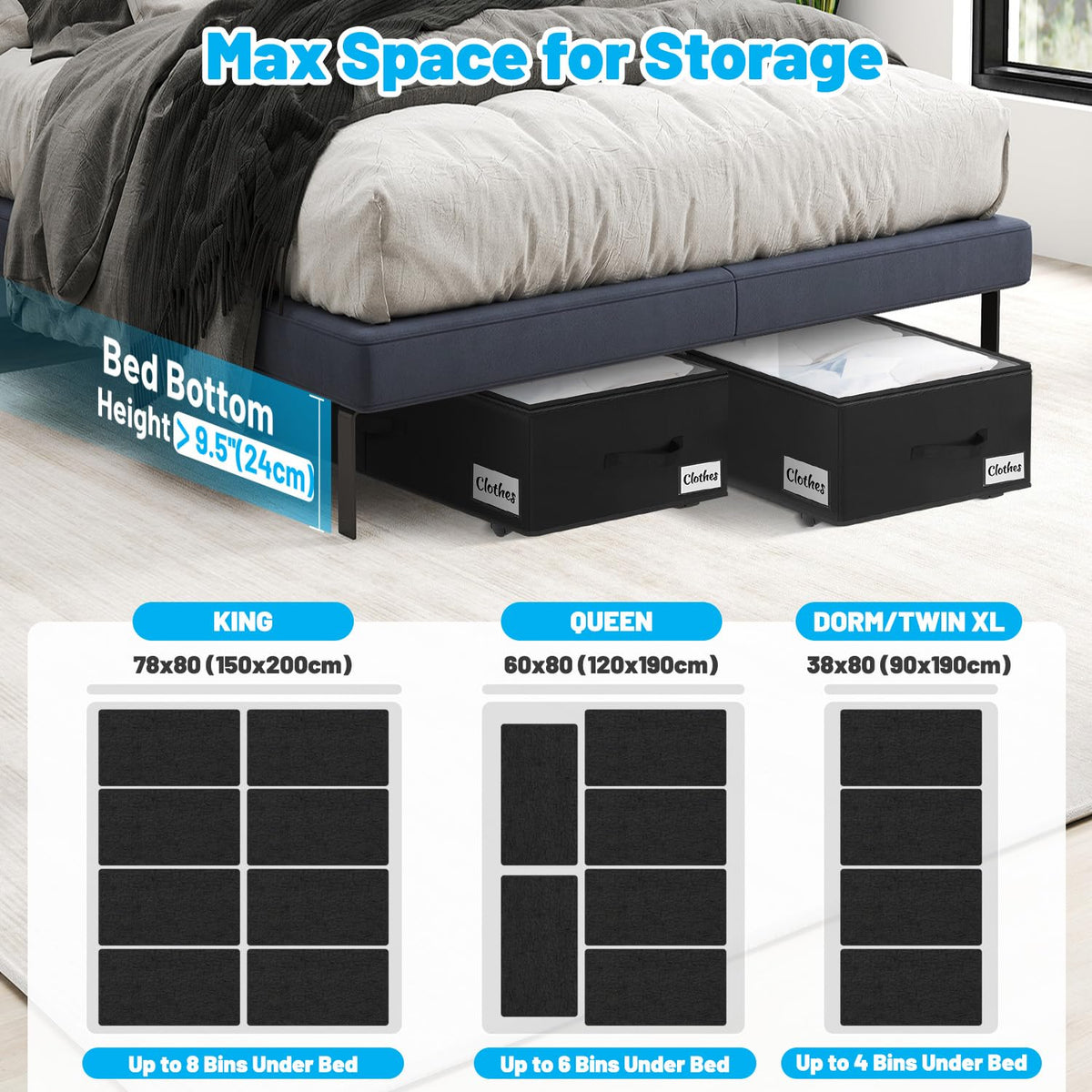 Kukikan dorm-friendly under-bed storage fits tight spaces.