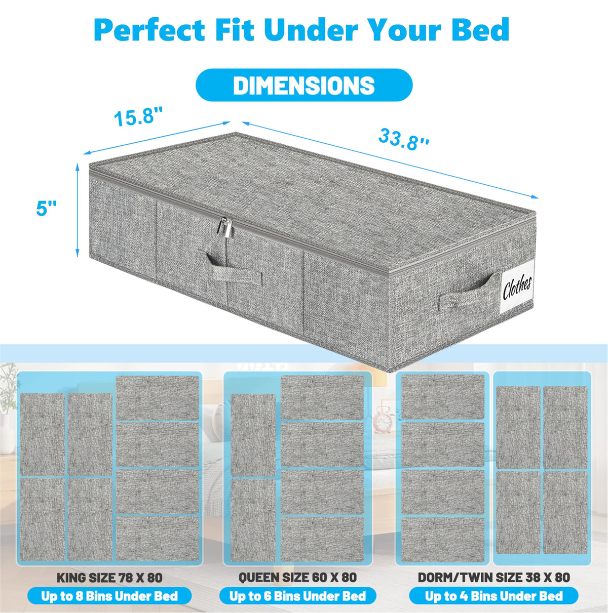 Kukikan slim under-bed container 33-8x15-8x5 inches ideal for blankets