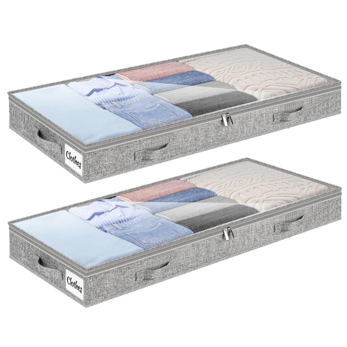 Kukikan under-bed storage 2-pack fits under beds for organized clothing
