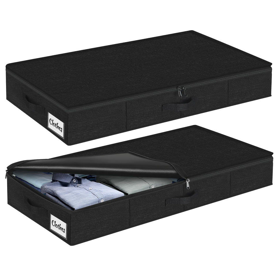 Kukikan under-bed storage 2-pack keeps clothing organized under a bed