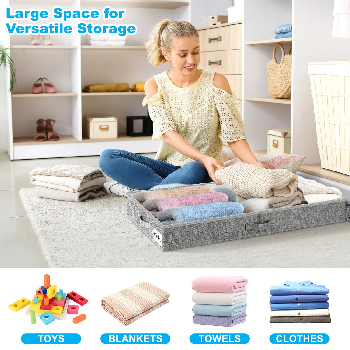 Kukikan under-bed storage folded setup demonstrates easy foldability for compact storage