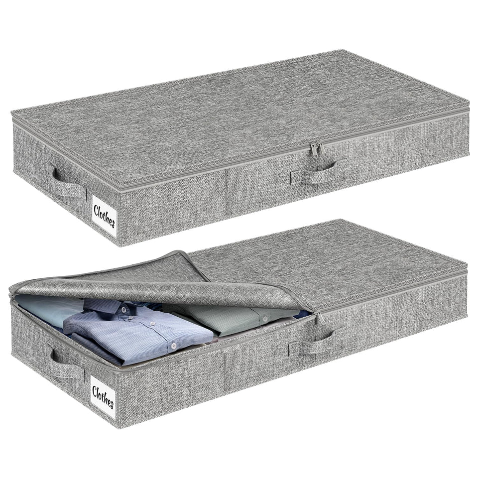 Kukikan under-bed storage front view, slim low-profile design for quick access