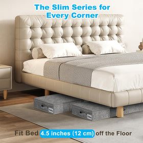 Kukikan under-bed storage side view highlighting sturdy bottom and reinforced sides