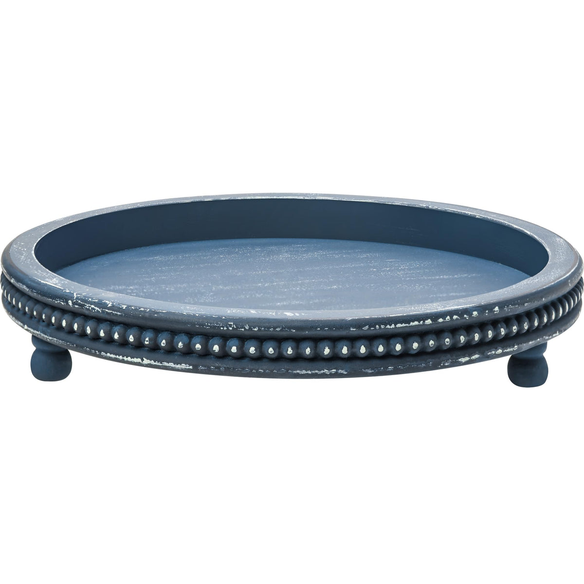 KULEDM blue beaded edge tray for stylish living room and dining table decor.